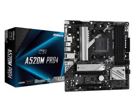 Płyta ASRock A520M Pro4 /AMD A520M/DDR4/SATA3/M.2/USB3.1/PCIe3.0/AM4/mATX