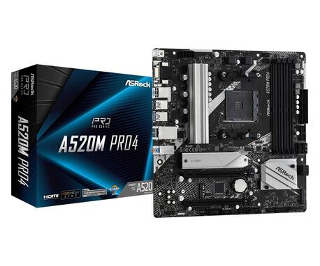 Płyta ASRock A520M Pro4 /AMD A520M/DDR4/SATA3/M.2/USB3.1/PCIe3.0/AM4/mATX (1)