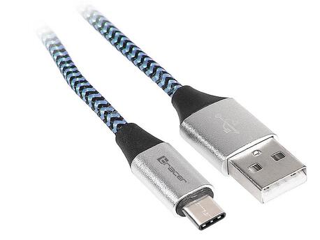 Kabel Tracer USB 2.0 Type-C A Male - C Male 1m czarno-niebieski (1)