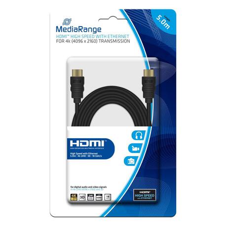 Kabel HDMI MediaRange MRCS158 HDMI/HDMI with Ethernet, 5.0m, czarny (1)