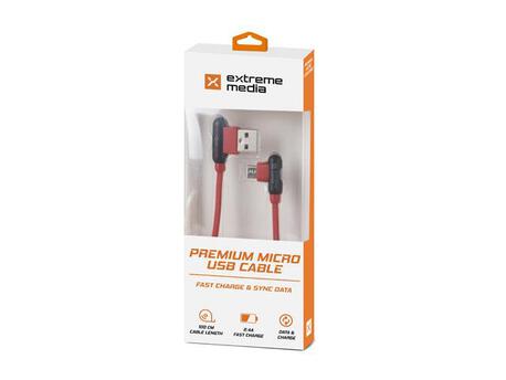 Kabel Natec Extreme Media micro USB-B - USB-A M/M 1m kątowy lewo/prawo czerwony (1)