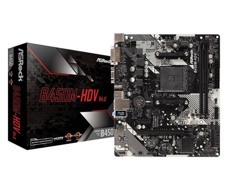 Płyta ASRock B450M-HDV R4.0 /AMD B450/DDR4/SATA3/M.2/USB3.0/PCIe3.0/AM4/mATX (1)