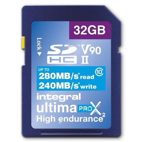 Karta pamięci SDHC INTEGRAL UltimaPro X2 280/240MB UHS II V90 32GB (1)