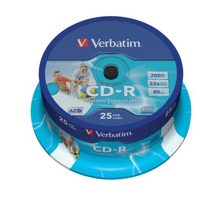 CD-R Verbatim 52x 700MB (Cake 25) WIDE PRINTABLE (1)
