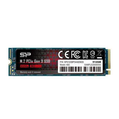 Dysk SSD Silicon Power A80 512GB M.2 PCIe Gen3x4 NVMe (3400/3000 MB/s) 2280 (1)