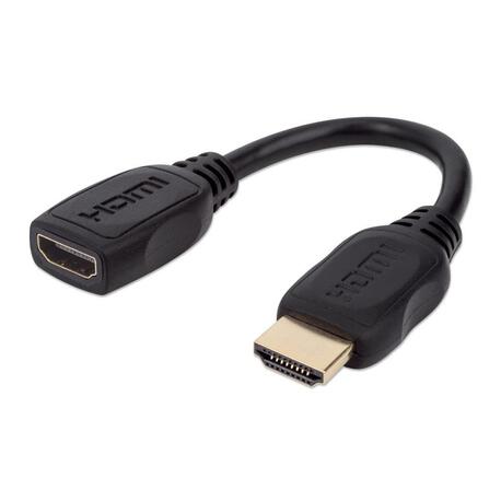 Kabel / Przedłużacz Manhattan HDMI-HDMI M/F Ethernet 4K*60Hz 0,2m, czarny (1)