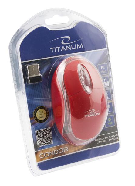 Mysz bezprzewodowa Titanum 3D Condor optyczna 2.4 GHz  czerwona (1)