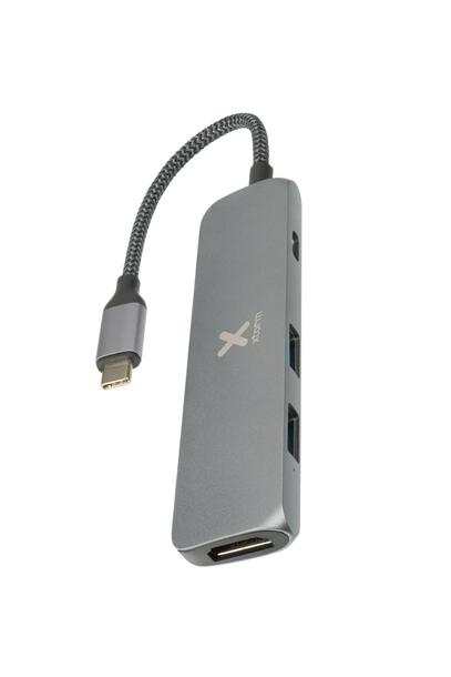 Replikator portów Xtorm USB-C Hub 4-in-1 (pleciony kabel) szary (1)