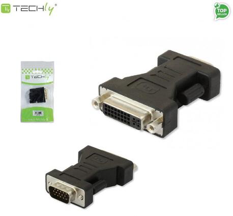 Adapter Techly DVI-9100 DVI na VGA Ż/M, czarny IADAP (1)