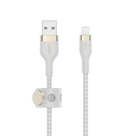 Kabel Lightning BELKIN CAA010BT1MWH USB-A, M/M, 1m, oplot, biały (1)