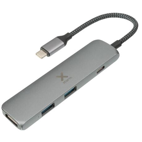 Replikator portów Xtorm USB-C Hub 4-in-1 (pleciony kabel) szary (1)
