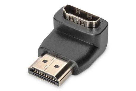 Adapter DIGITUS HDMI 2.0 HighSpeed z Ethernetem Typ HDMI A kątowy/HDMI A M/Ż czarny (1)